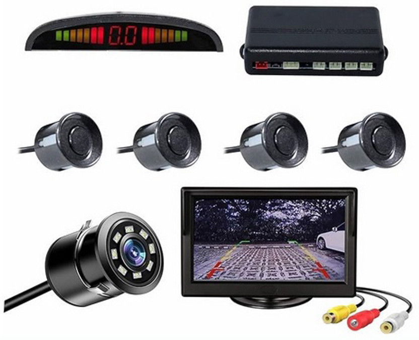 PROEDITION Car Reverse Parking Sensor System Rear with Camera & 4.3 Inch TFT Monitor X221 Car Reverse Parking Sensor Camera with 4.3 Inch TFT Monitor Kit X221 Parking Sensor(Ultrasonic Systems)