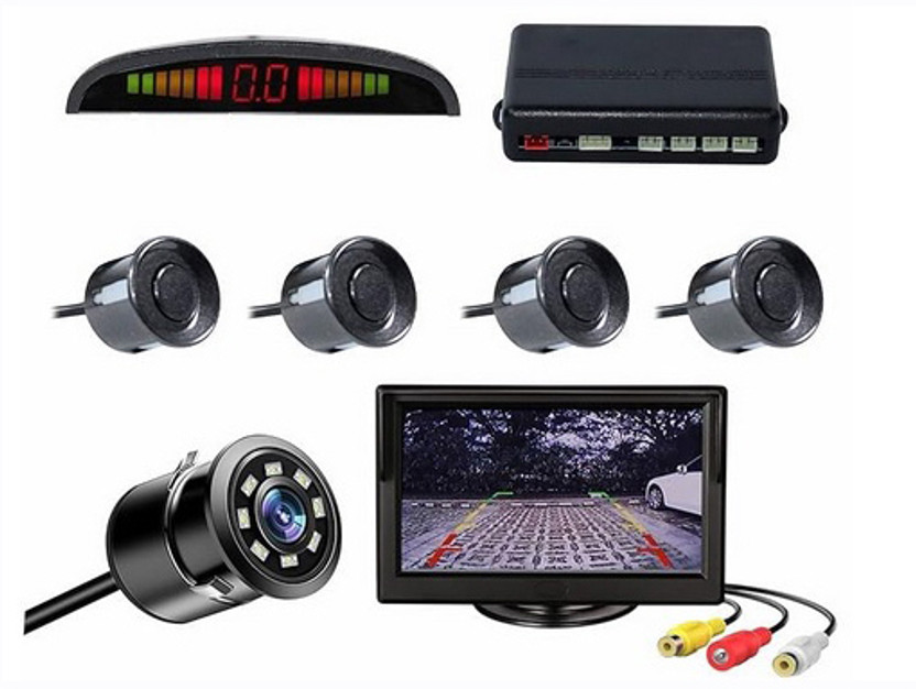 PROEDITION Car Reverse Parking Sensor System Rear with Camera & 4.3 Inch TFT Monitor X27 Car Reverse Parking Sensor Camera with 4.3 Inch TFT Monitor Kit X27 Parking Sensor(Ultrasonic Systems)