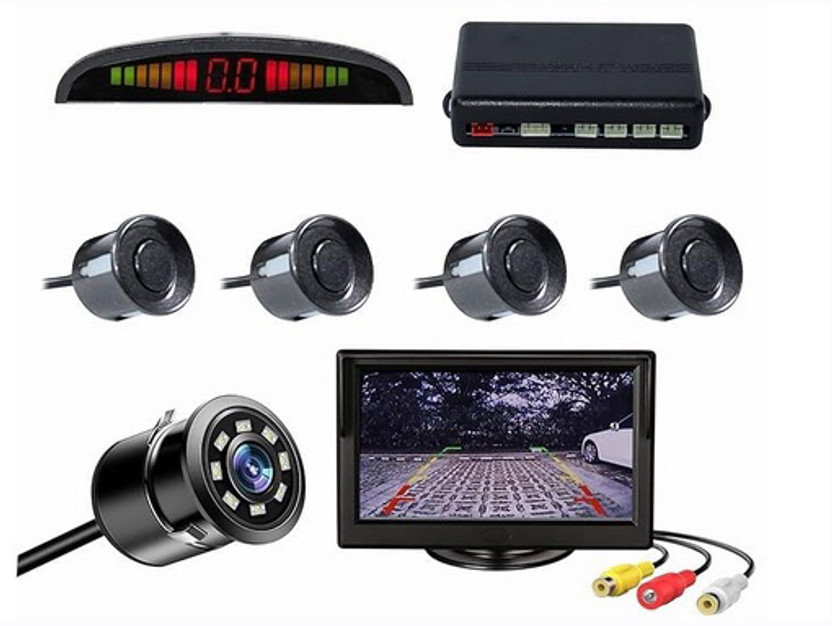 PROEDITION Car Reverse Parking Sensor System Rear with Camera & 4.3 Inch TFT Monitor X424 Car Reverse Parking Sensor Camera with 4.3 Inch TFT Monitor Kit X424 Parking Sensor(Ultrasonic Systems)