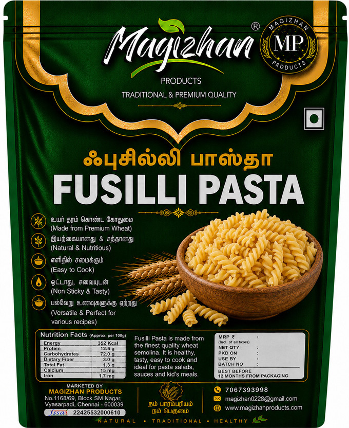 Magizhan Magizhan Products MAGIZHAN Fusilli Pasta | Durum Wheat Pasta | Non-Sticky | Cooks in 8–10 Minutes Fusilli Pasta(1000 g) - Flipkart Deal