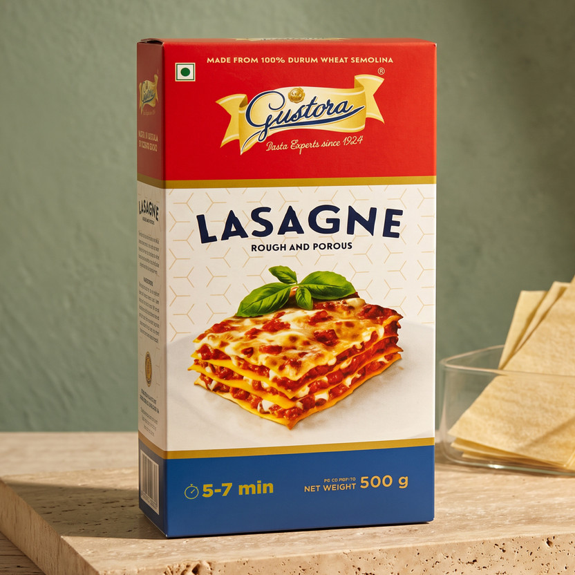 Gustora Ready to Eat Lasagne Luscious Pasta Sheets I 100% Durum Wheat Semolina Tagliatelle Pasta(500 g)