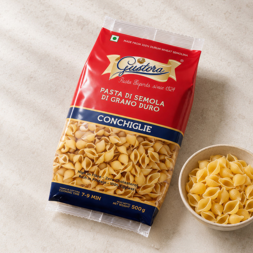Gustora Durum Wheat Shell Pasta Conchiglie Pasta Shell Pasta(500 g)