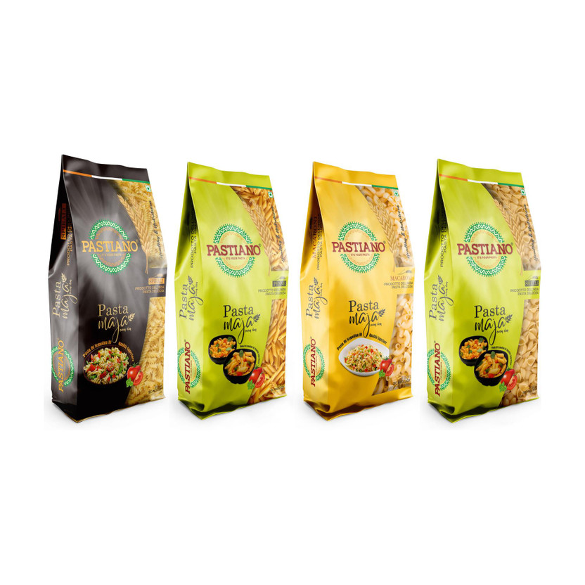 PASTIANO MAJA MEGA COMBO- PACK OF 4 - 500 GMS EACH Fusilli, Macaroni, Penne, Shell Pasta(Pack of 4, 2 kg)
