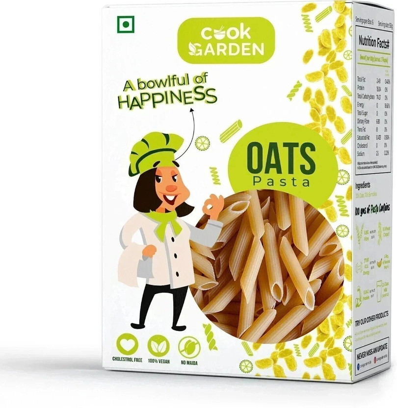 Cook Garden Oats Pasta | High Protein High Fiber | High Energy & Cholesterol Free Pasta Penne Pasta(300 g)