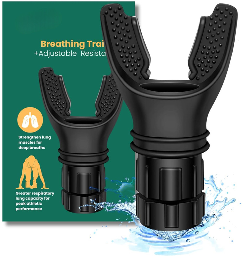 Dizaa Breathing Trainer and Lung Exercise Device Portable Muscle Trainer, Exercise Trainer with Resistance(Black)
