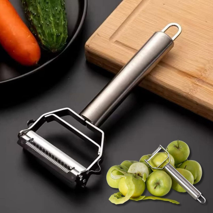 Klick N Shop Stainless Steel Multi-Functional 2 in 1 Julienne Vegetable Straight Peeler(Silver)