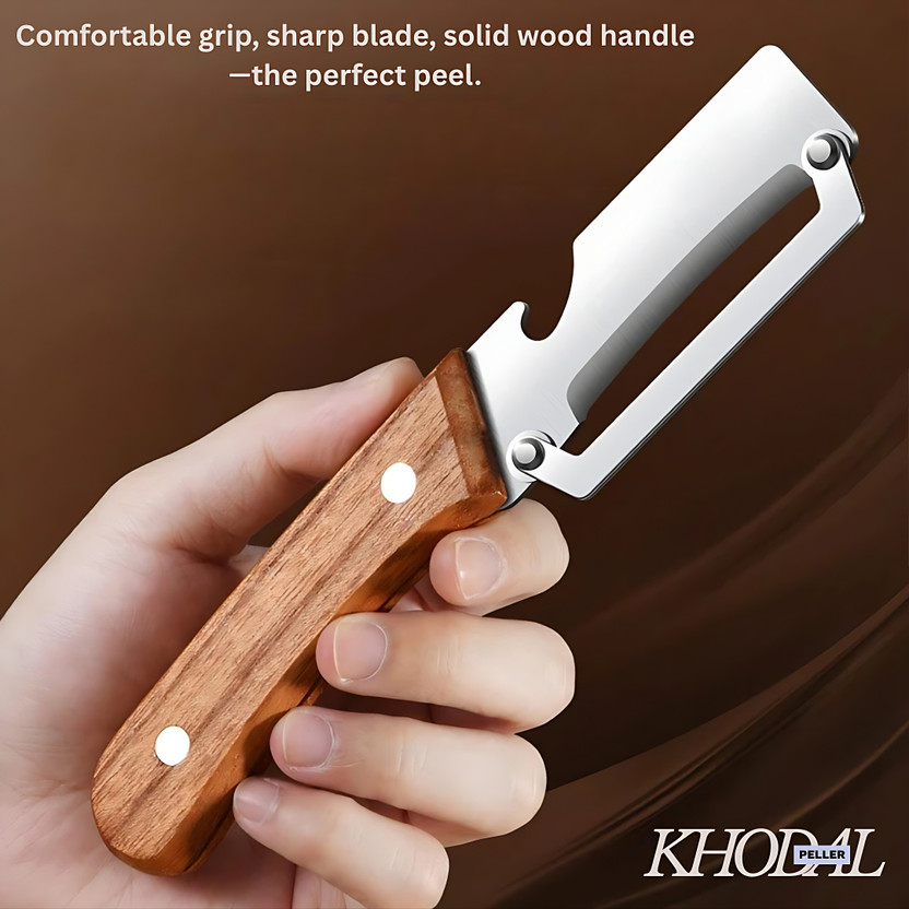 khodal 2 IN 1 MULTIPURPOSE PEELER WITH SHARP BLADE AND PREMIUM WOODEN HANDLE Straight Peeler(Multicolor)