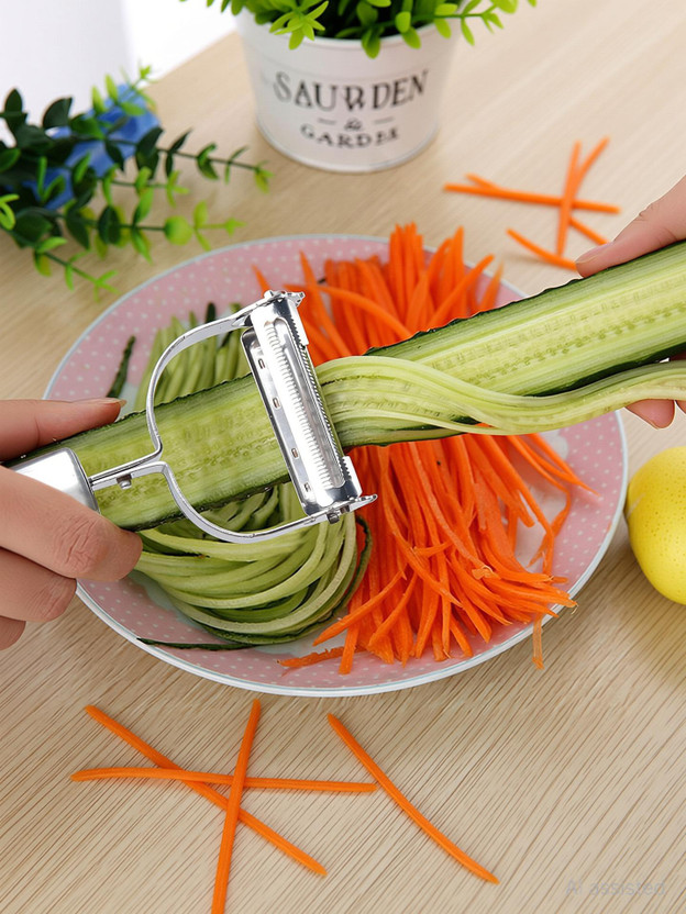 SARTHU Julienne Peeler Fruit Vegetable Shredder potato Slicer Ultra Sharp Stainless Y Shaped Peeler(Silver)
