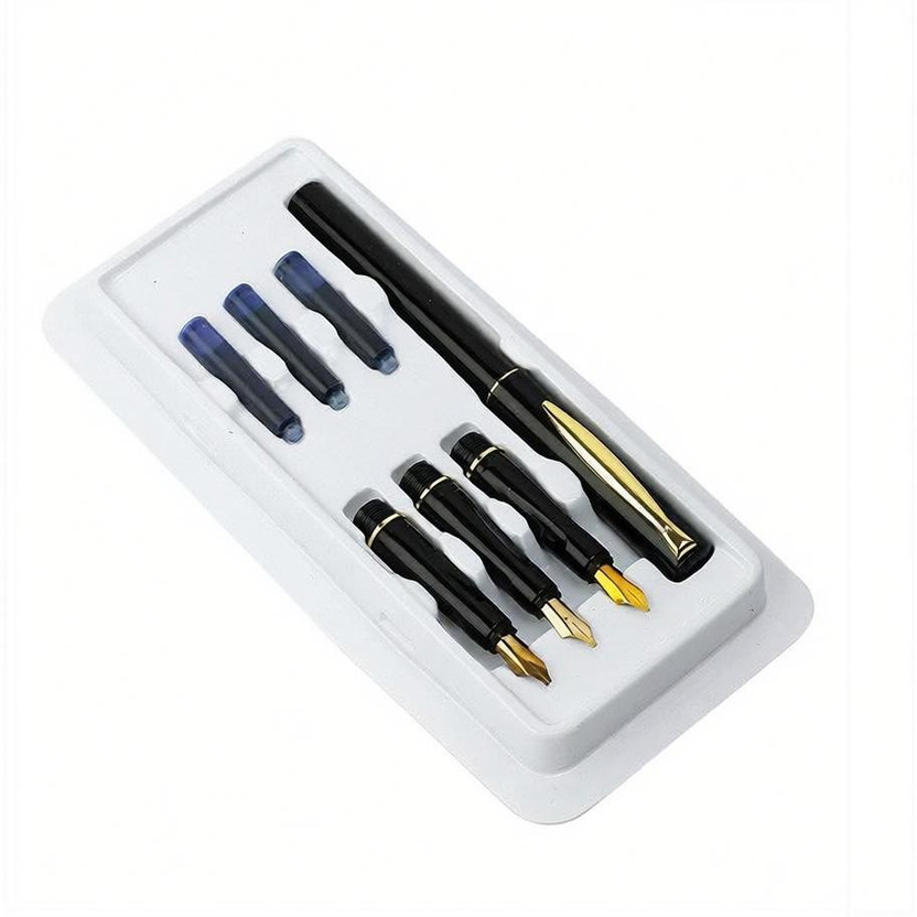 Levin Levin Calligraphy Gold clip Pen Set Ink Pen for Cursive Writing Calligraphy with Extra Ink Cartridge ( 3 Nib) Calligraphy(Ink Color - Multicolor) - Flipkart Deal