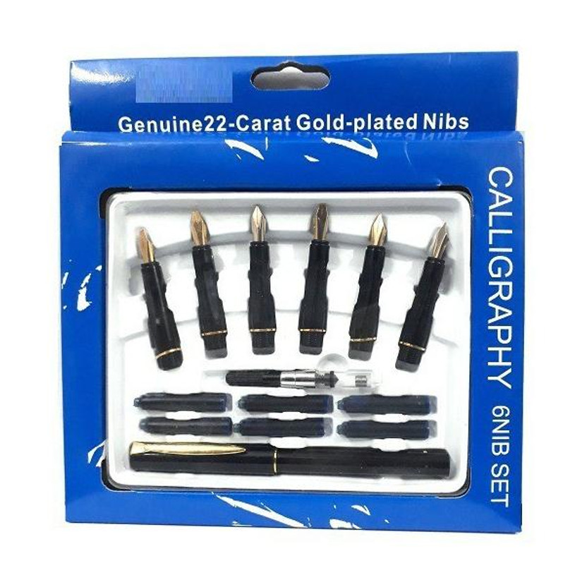 Kandle Skygold Calligraphy 6 Nib Pen Set Calligraphy(Ink Color - Blue)