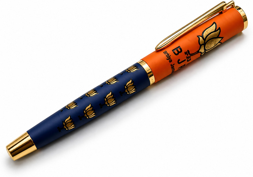 RYNOCHI BJP Premium Metal Ball Pen Blue Ink Smooth Writing Luxury Pen Office Personal Ball Pen(Ink Color - Blue)