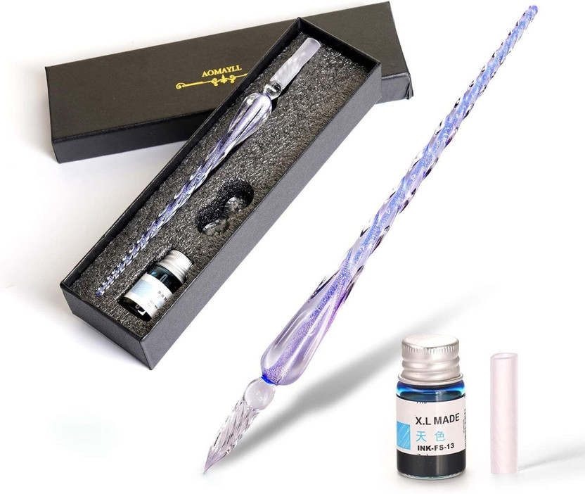 Adoere Crystal Glass Dip Pen and Ink Set Calligraphy(Ink Color - Multicolor)