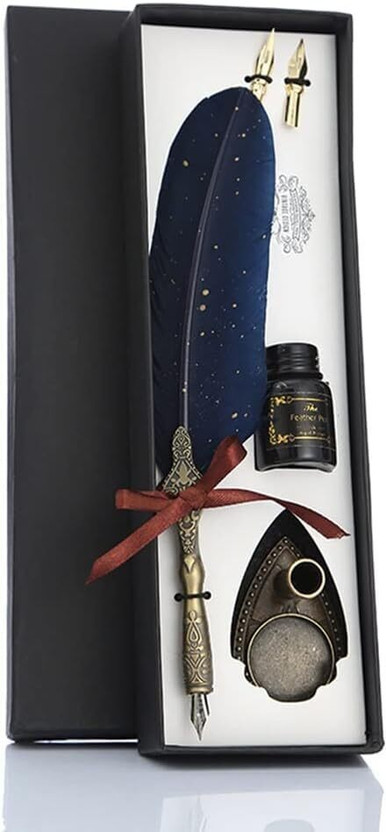 JANCOM Duck Dip Feather Pen Set Calligraphy Pen Set Writing Quill Ink Dip Pen Calligraphy(Ink Color - Multicolor)