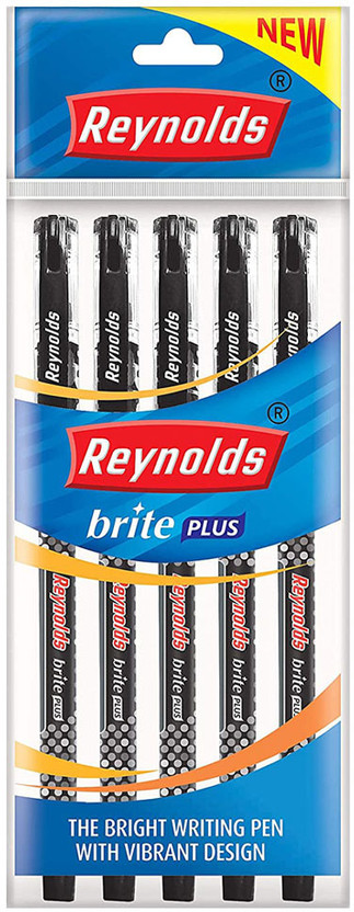 Reynolds BRITE PLUS 5 CT BALLPOINT PENS-BLACK PACK OF 16 Ball Pen(Pack of 16, Ink Color - Black)