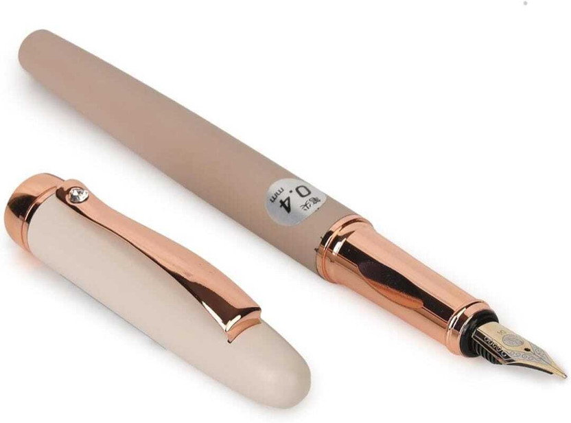 AAHANSHOPPE Fountain Pen Replaceable Ink Set Blue & Black Ink 0.5mm PINK BODY COLOUR Fountain Pen(Ink Color - Blue, Black)