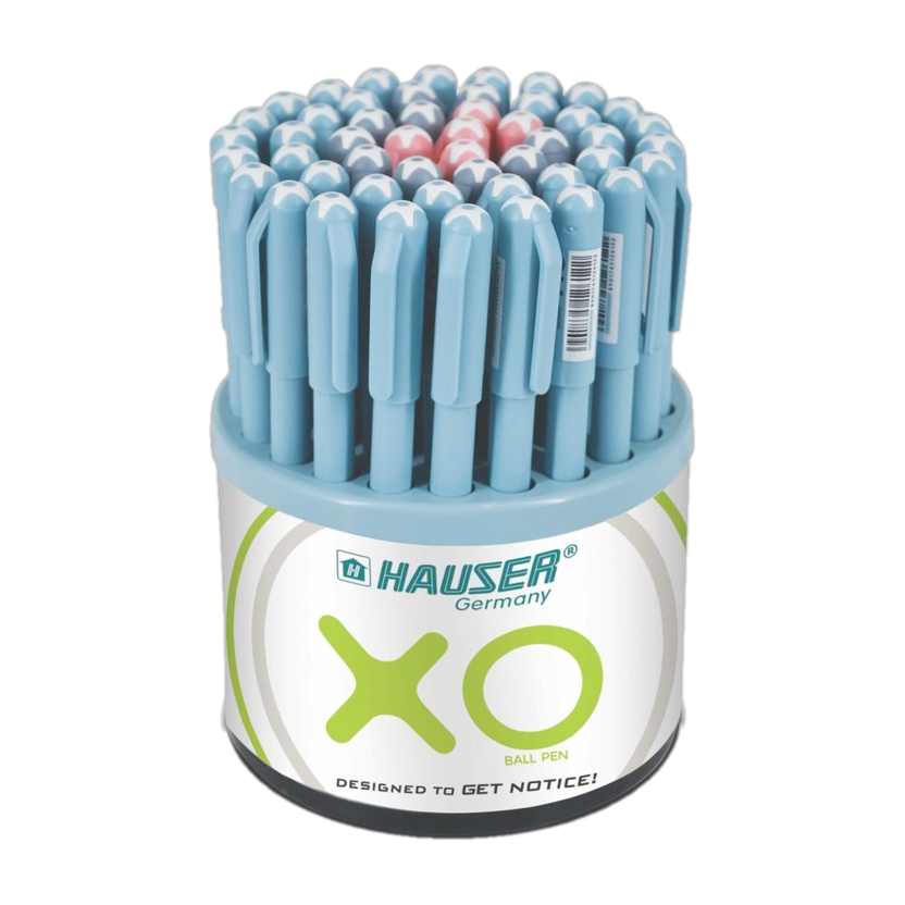 HAUSER XO 0.6 mm Tumbler | Sleek Body & Minimalistic Design | Smooth Writing Ball Pen(Pack of 50, Ink Color - Blue, Black & Red)