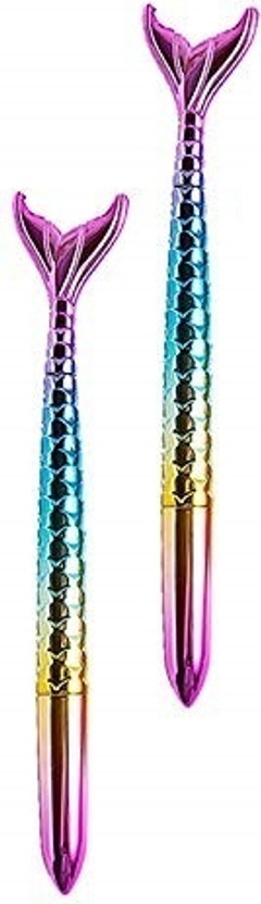 RELIA ONLINE Mermaid Fish Tail Pen Gel Pen(Pack of 2, Ink Color - Blue)