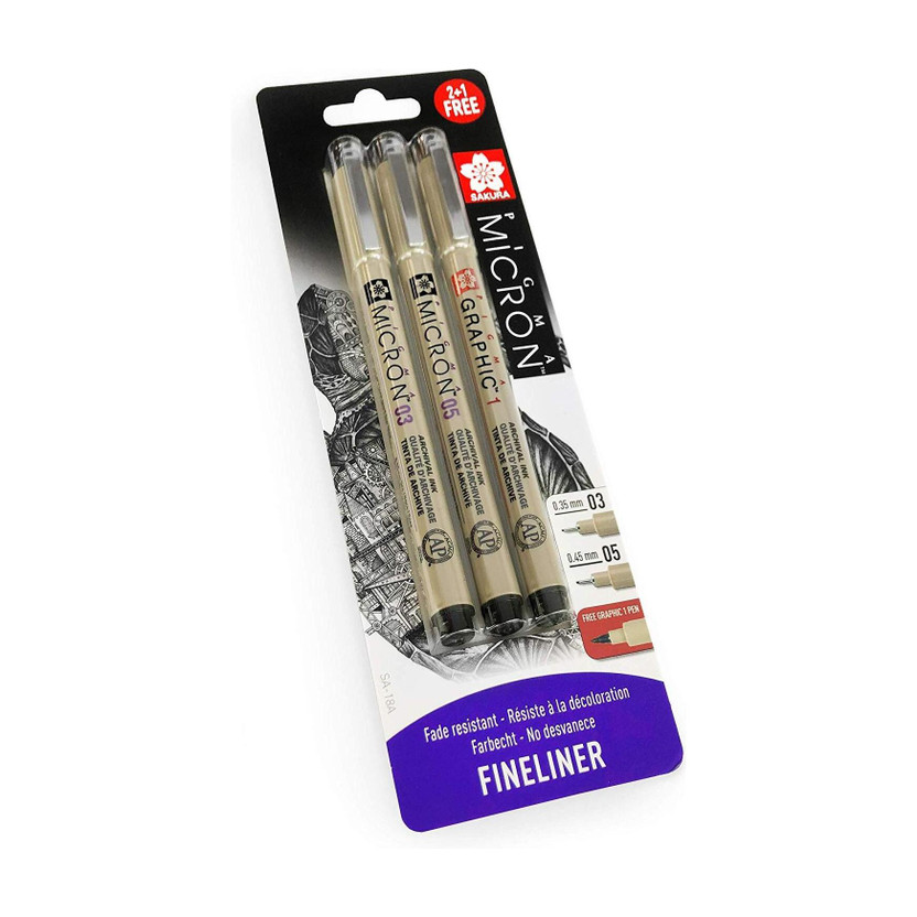 SAKURA SAKURA Pigma Micron - Pigment Fineliner Pens - 0.3/0.5mm/Graphic Fineliner Pen(Pack of 3, Ink Color - Black) - Flipkart Deal