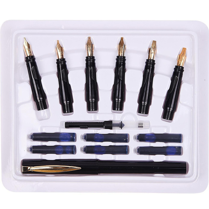 ATLAS 22 Carat Gold Plated Nibs and Pen Set for Calligraphy(Ink Color - Blue)