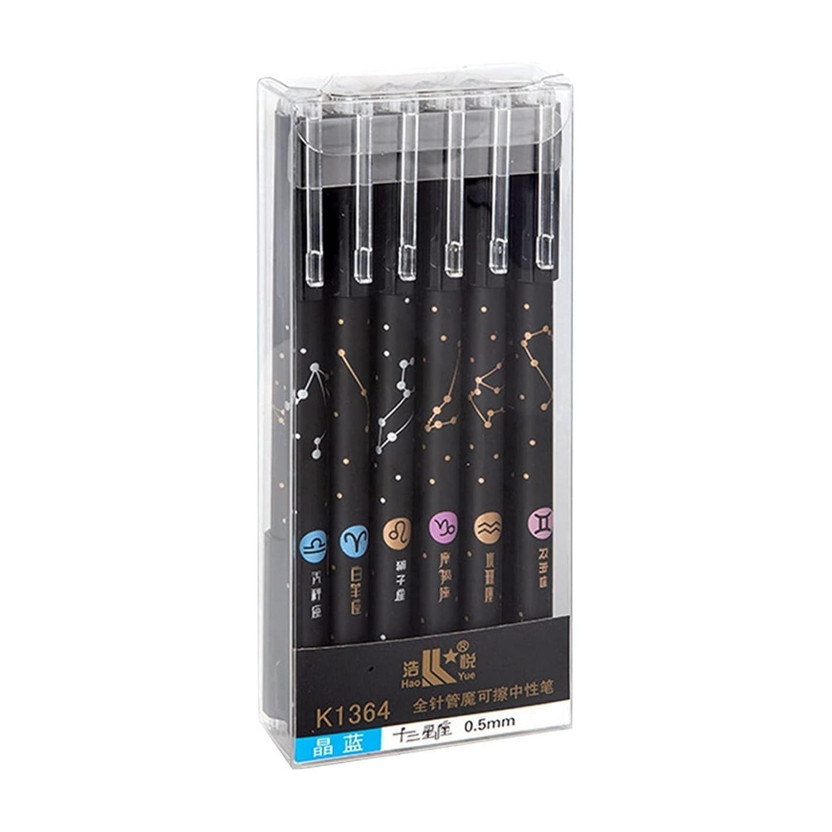 fixer Erasable Pen with Magic Wipe Eraser, Gel Pen(Pack of 6, Ink Color - Blue)