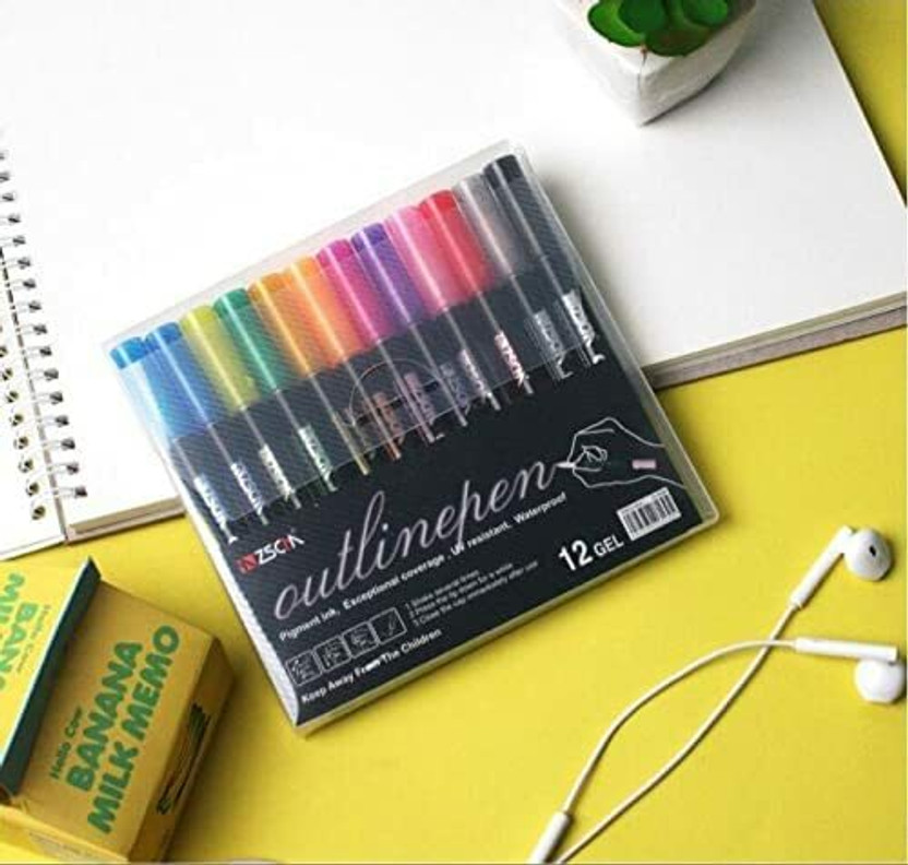Myself Myself HIGHLIGHT OUTLINE PEN SET OF 12 Gel Pen(Ink Color - Multicolor) - Flipkart Deal