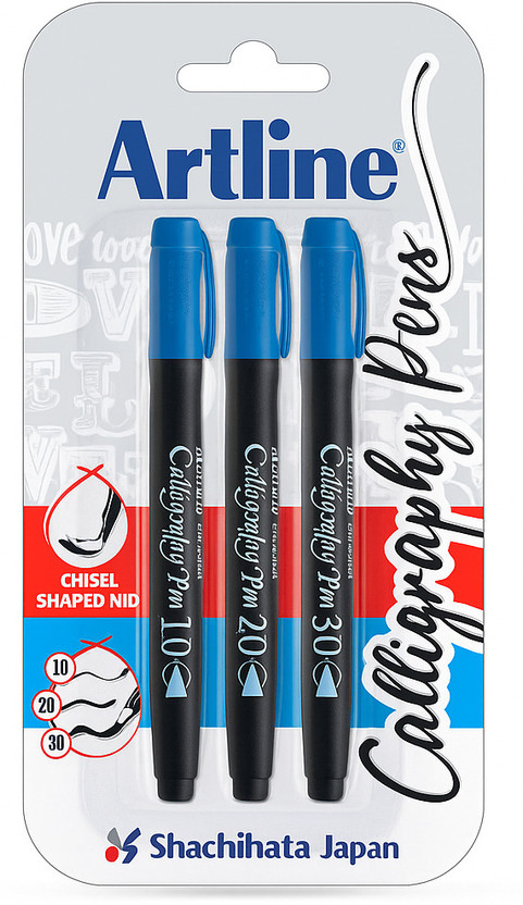 Artline Ergoline Calligraphy Pen Set of 3 | Elegant Handwriting & Decoration Calligraphy(Pack of 3, Ink Color - Blue)