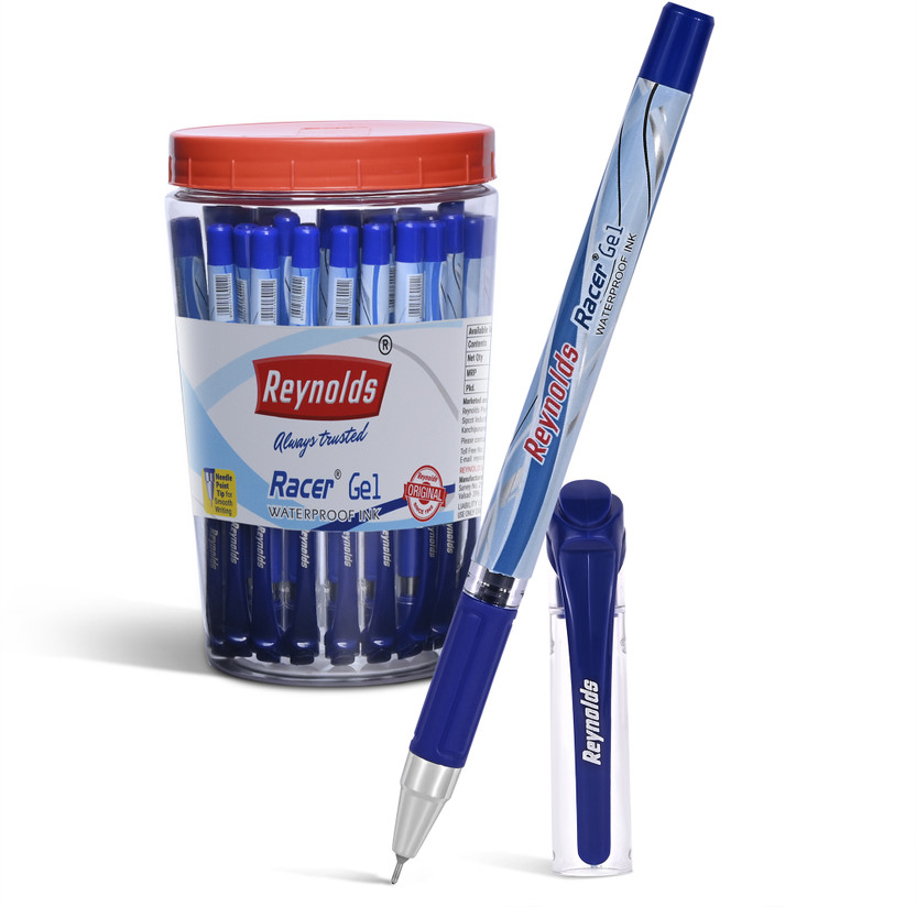 Reynolds Racer Gel Blue Pen Jar Gel Pen(Pack of 40, Ink Color - Blue)