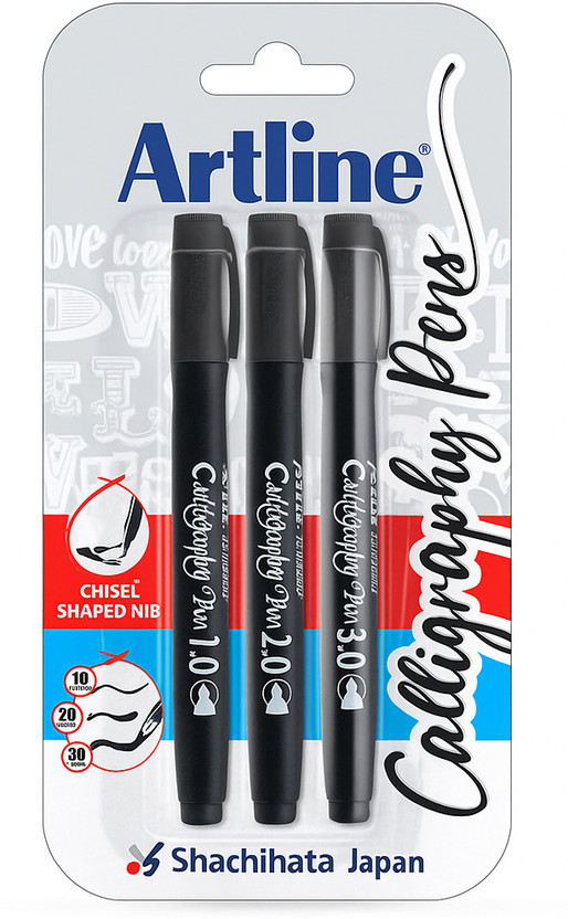 Artline Ergoline Calligraphy Pen Set of 3 | Elegant Handwriting & Decoration Calligraphy(Pack of 3, Ink Color - Black)
