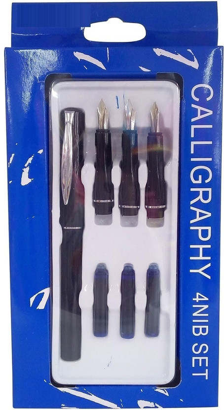 KRYTONE 1 Pcs Professional Calligraphy Pen Set 4 Nib With Extra Refill Pen Set Calligraphy(Ink Color - Blue)