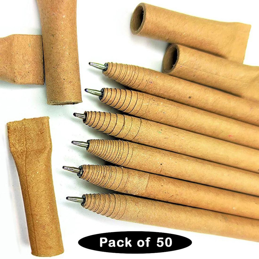 Goodwill Tech Eco Friendly Recycled Paper Pens Ball Pen(Pack of 50, Ink Color - Blue)