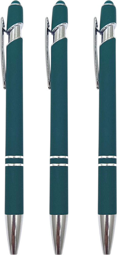 auteur Designer Green Color Metal Body With Stylus Student Series Best Gift Ball Pen(Pack of 3, Ink Color - Blue)