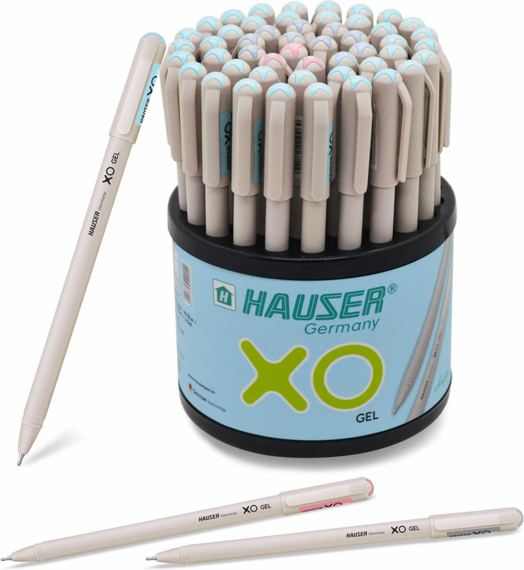 HAUSER Xo Gel Pen(Pack of 50, Ink Color - 40 Blue + 7 Black + 3 Red)