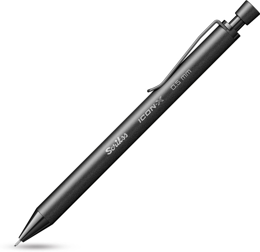 Scrikss Office Icon-X 0.5mm Mechanical Pen Pencil | Black Brass Body | Round Body Mechanical Pencil(Ink Color - Black)