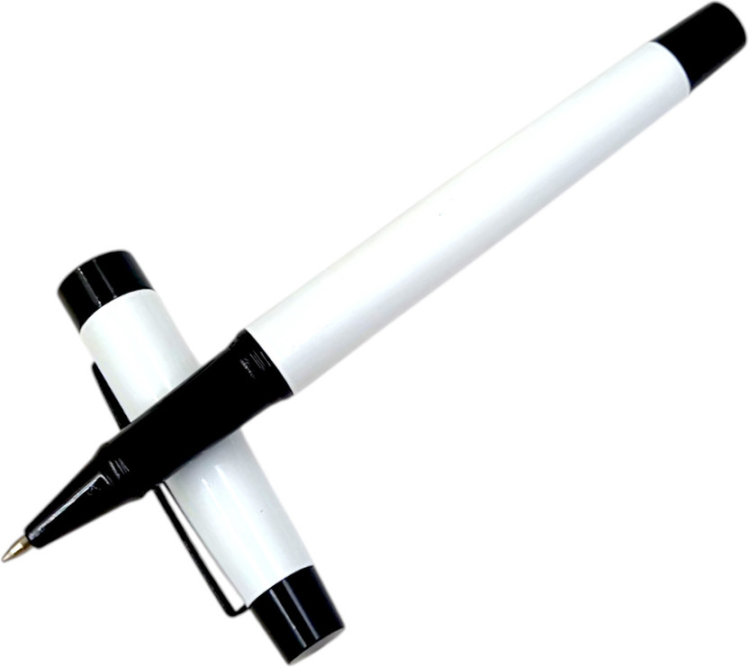 auteur Trinity Designer White Color Black Trims Metal Body Best Gift Student Roller Ball Pen(Ink Color - Blue)