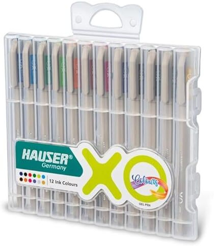 HAUSER XO Multicolor Gel Pen with Hard Box Case | Sleek Body & Minimalistic Design Gel Pen(Pack of 24, Ink Color - Multicolor)