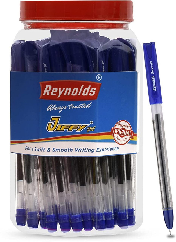Reynolds Jiffy Gel Pen(Pack of 50, Ink Color - Blue)