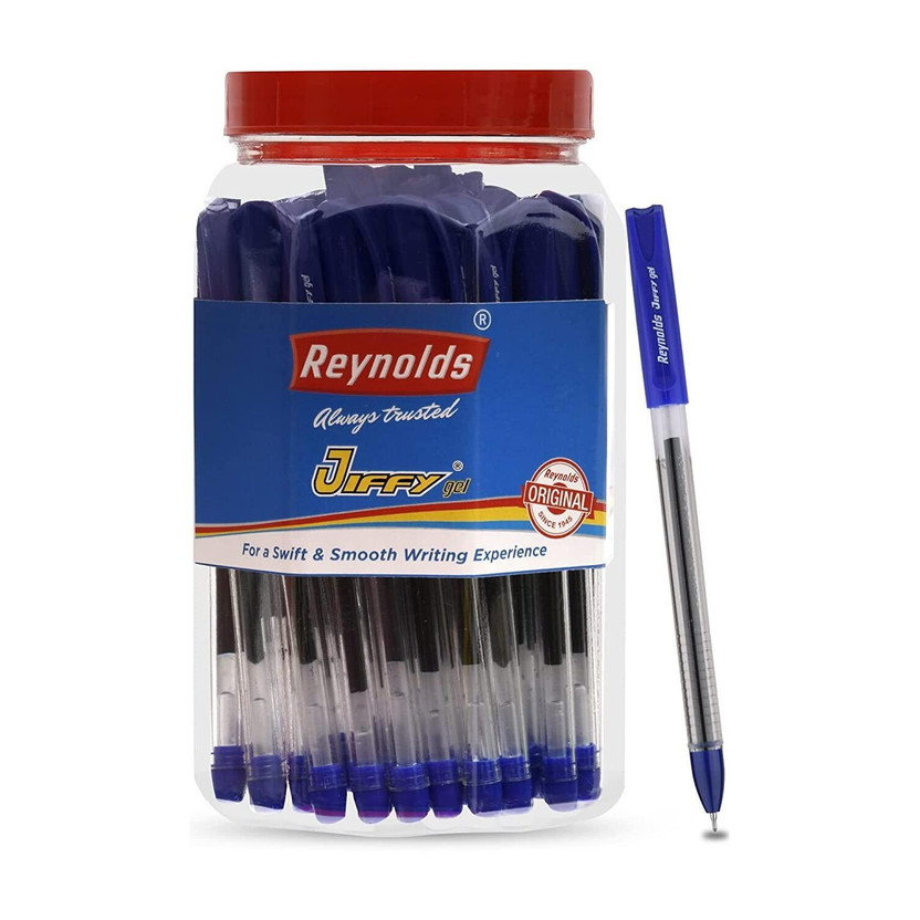 Reynolds Jiffy Gel Pen(Pack of 50, Ink Color - Blue)