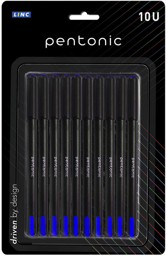 Pentonic 0.7 mm Ball Pen Blister Pack | Sleek Matte Finish Body, Effortless Writing Ball Pen(Pack of 10, Ink Color - Blue)