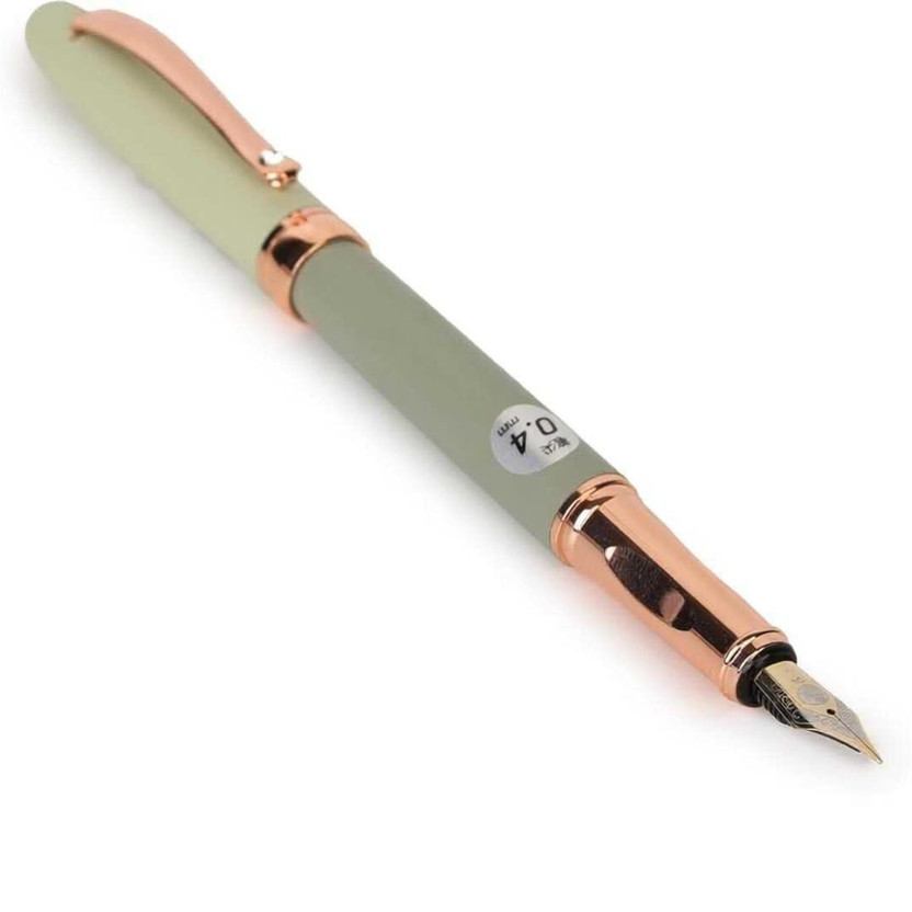 AAHANSTATIONERS Fountain Pen Replaceable Ink Set Blue & Black Ink 0.5mm GREEN BODY COLOUR Fountain Pen(Ink Color - Blue, Black)