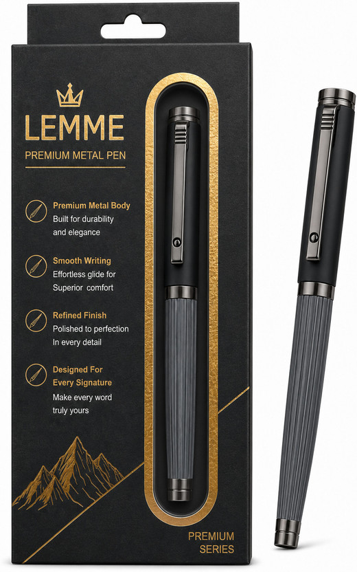 Lemme Everlight Premium Metal Pen | Smooth Writing Fine| Office, business & Gifting Roller Ball Pen(Ink Color - Blue)