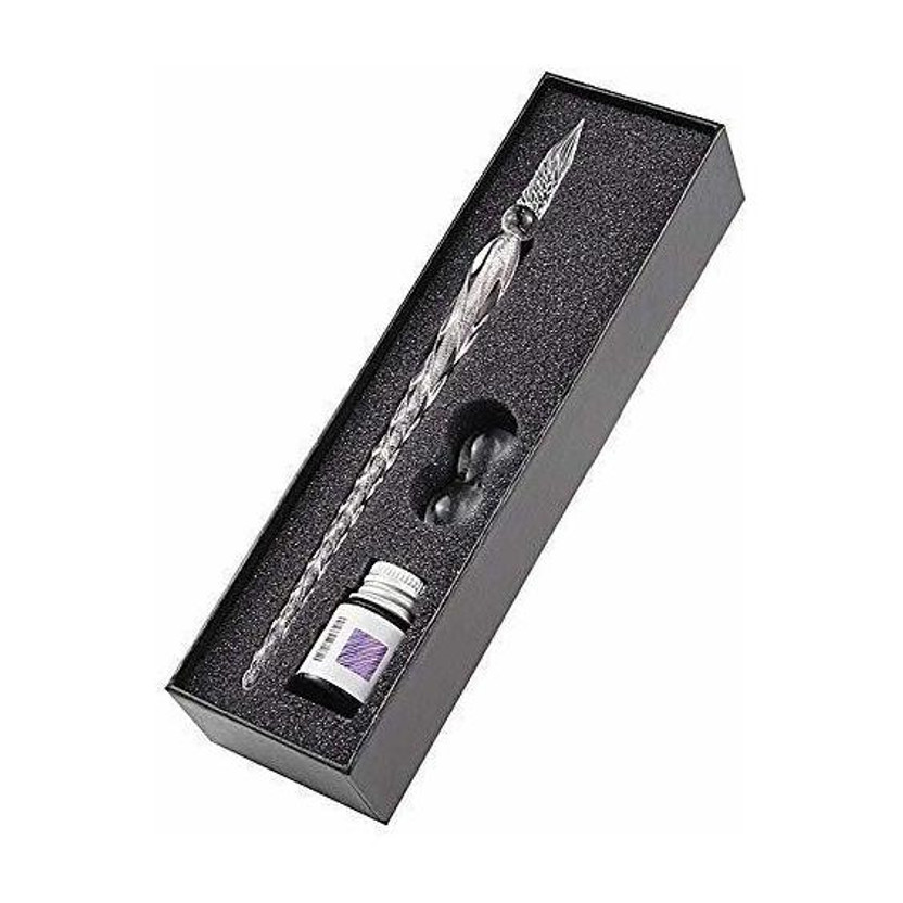 Levin Crystal Glass Dip pen Fountain Pen Ink Holder Set Calligraphy(Ink Color - Multicolor)