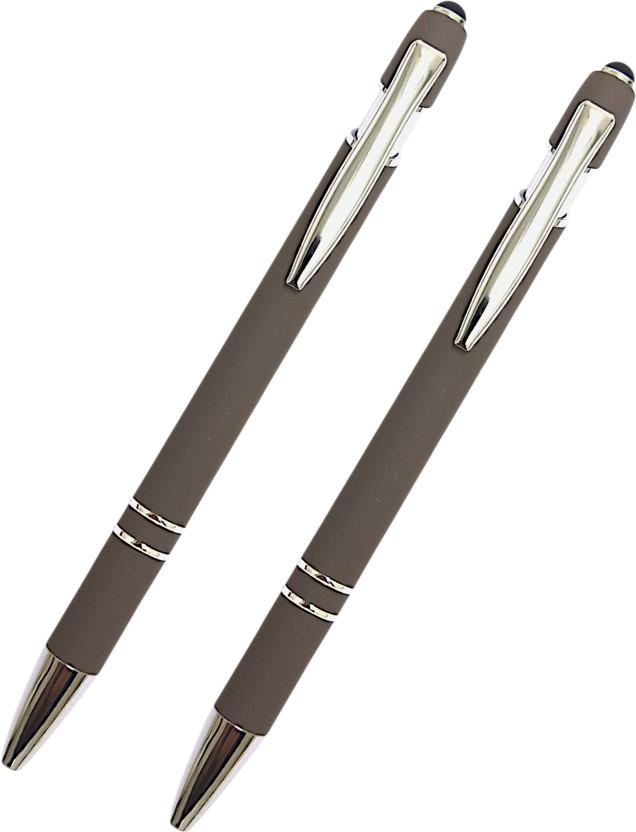 auteur Multifunction Pen Series Designer Grey Metal Body With Stylus Best Student Gift Ball Pen(Pack of 2, Ink Color - Blue)