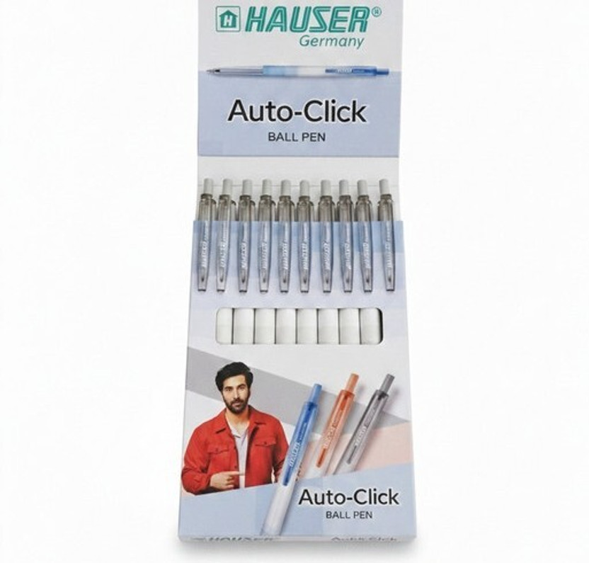HAUSER Hauser Germany Auto-Click Ball for Smooth Writing Ball Pen(Pack of 10, Ink Color - Black)