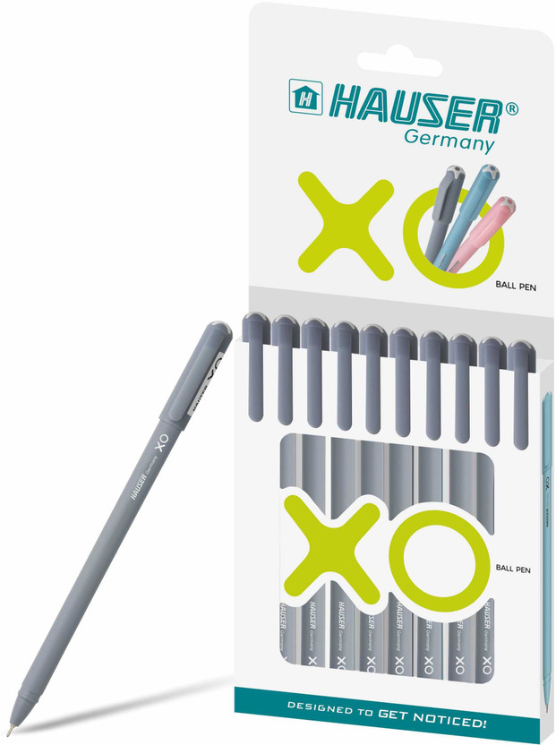HAUSER XO Ball Point Pen Pack of 10 -Black Ball Pen(Pack of 10, Ink Color - Black)