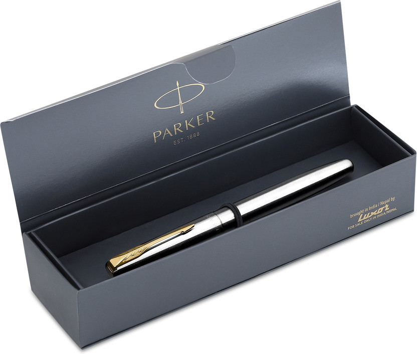 PARKER Frontier Stainless Steel, Gold Trim Fountain Pen(Ink Color - Blue)