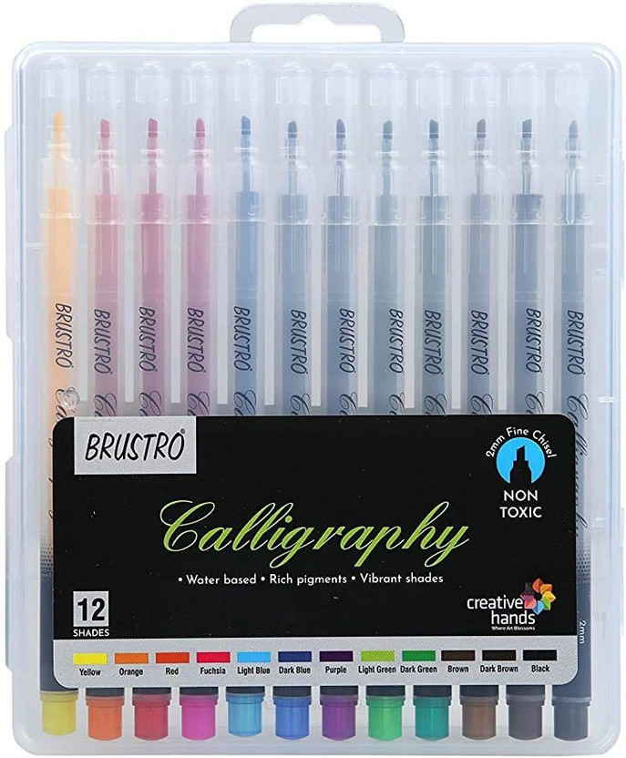 BRuSTRO BRuSTRO Calligraphy set of 12 Calligraphy(Pack of 12, Ink Color - Multicolor) - Flipkart Deal
