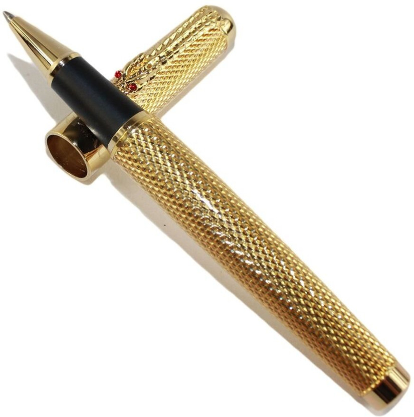 CHROME Luxury 1200 Golden Dragon Clip High Grade Metal Roller Ball Pen(Ink Color - Blue)