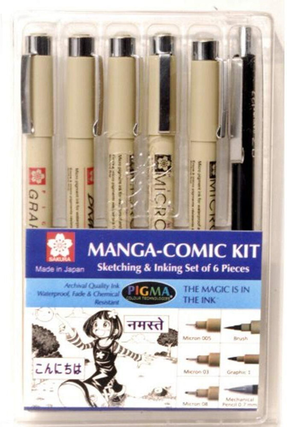 SAKURA SAKURA Manga Comic Kit With Mechanical Pencil and Fineliner Pen(Pack of 6, Ink Color - Black) - Flipkart Deal