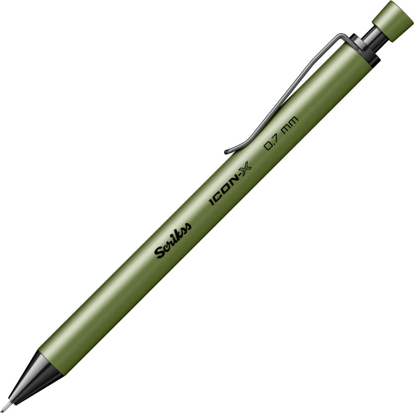 Scrikss Office Icon-X 0.7mm Mechanical Pen Pencil | Green Brass Body | Round Body Mechanical Pencil(Ink Color - Graphite)