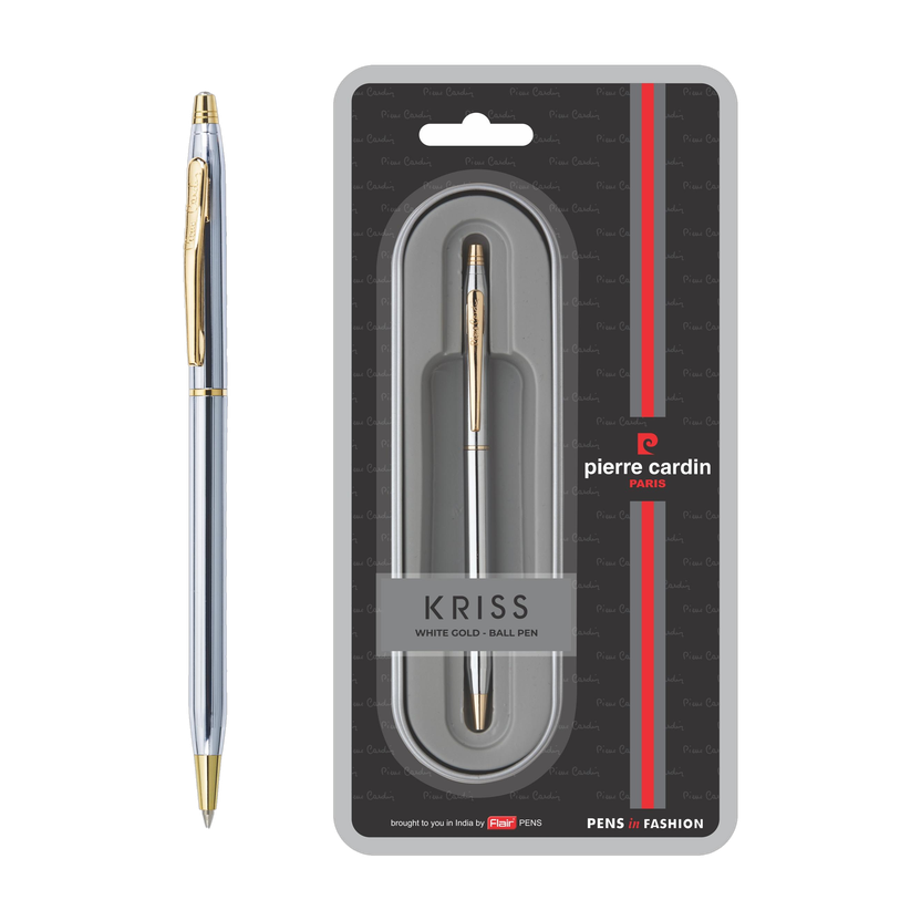 PIERRE CARDIN Kriss White Gold Finish Exclusive Metal Body With Crystal Studded Blister Pack Ball Pen(Ink Color - Blue)